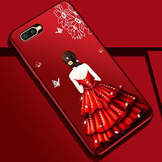 Funda Silicona Gel Goma Vestido de Novia Carcasa M04 para Oppo K1 Rojo