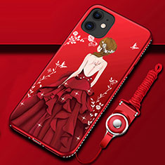 Funda Silicona Gel Goma Vestido de Novia Carcasa para Apple iPhone 12 Rojo