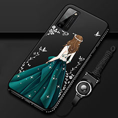 Funda Silicona Gel Goma Vestido de Novia Carcasa para Huawei Honor 30 Lite 5G Negro