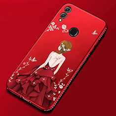 Funda Silicona Gel Goma Vestido de Novia Carcasa para Huawei Honor V10 Lite Rojo