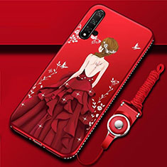 Funda Silicona Gel Goma Vestido de Novia Carcasa para Huawei Nova 5 Pro Rojo