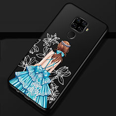 Funda Silicona Gel Goma Vestido de Novia Carcasa para Huawei Nova 5i Pro Azul y Negro