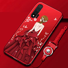 Funda Silicona Gel Goma Vestido de Novia Carcasa para Huawei Nova 6 Rojo