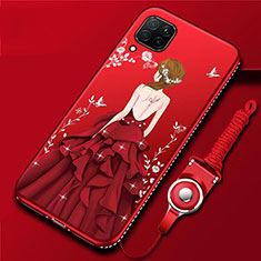 Funda Silicona Gel Goma Vestido de Novia Carcasa para Huawei Nova 6 SE Rojo