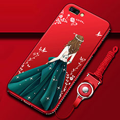 Funda Silicona Gel Goma Vestido de Novia Carcasa para Oppo A12e Oro y Rojo