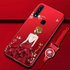 Funda Silicona Gel Goma Vestido de Novia Carcasa para Oppo A31 Rojo