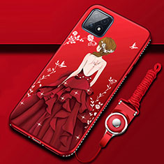 Funda Silicona Gel Goma Vestido de Novia Carcasa para Oppo A72 5G Rojo