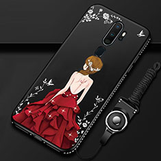 Funda Silicona Gel Goma Vestido de Novia Carcasa para Oppo A9 (2020) Rojo y Negro