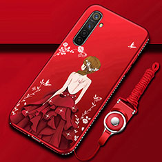 Funda Silicona Gel Goma Vestido de Novia Carcasa para Oppo K5 Rojo