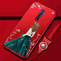 Funda Silicona Gel Goma Vestido de Novia Carcasa para Oppo Reno2 Rojo