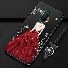 Funda Silicona Gel Goma Vestido de Novia Carcasa para Oppo RX17 Pro Rojo Rosa