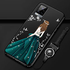 Funda Silicona Gel Goma Vestido de Novia Carcasa para Vivo V20 Pro 5G Negro