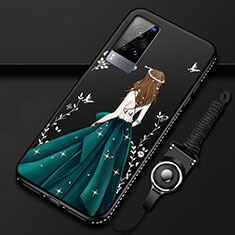 Funda Silicona Gel Goma Vestido de Novia Carcasa para Vivo X60 5G Negro