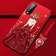 Funda Silicona Gel Goma Vestido de Novia Carcasa para Vivo Y30 Rojo