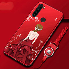 Funda Silicona Gel Goma Vestido de Novia Carcasa para Xiaomi Redmi Note 8 Rojo