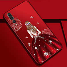 Funda Silicona Gel Goma Vestido de Novia Carcasa S01 para Huawei P20 Pro Rojo Rosa