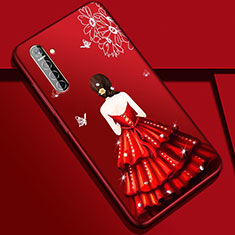 Funda Silicona Gel Goma Vestido de Novia Carcasa S01 para Realme XT Rojo