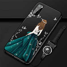 Funda Silicona Gel Goma Vestido de Novia Carcasa S03 para Huawei Honor V30 5G Verde