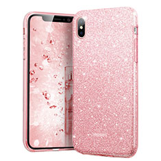 Funda Silicona Goma Bling Bling para Apple iPhone Xs Max Rosa