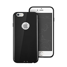 Funda Silicona Goma con Agujero para Apple iPhone 6 Negro