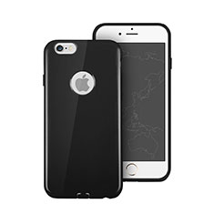 Funda Silicona Goma con Agujero para Apple iPhone 6 Plus Negro