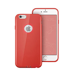 Funda Silicona Goma con Agujero para Apple iPhone 6 Plus Rojo
