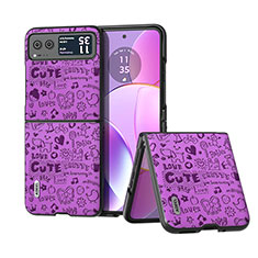 Funda Silicona Goma de Cuero Carcasa B03H para Motorola Moto Razr 40 5G Morado