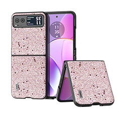 Funda Silicona Goma de Cuero Carcasa B03H para Motorola Moto Razr 40 5G Oro Rosa