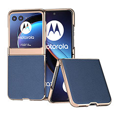 Funda Silicona Goma de Cuero Carcasa B07H para Motorola Moto Razr 40 Ultra 5G Azul