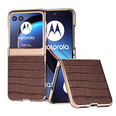 Funda Silicona Goma de Cuero Carcasa B08H para Motorola Moto Razr 40 Ultra 5G Marron