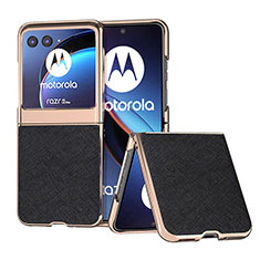 Funda Silicona Goma de Cuero Carcasa B09H para Motorola Moto Razr 40 Ultra 5G Negro