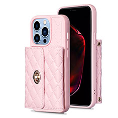 Funda Silicona Goma de Cuero Carcasa BF1 para Apple iPhone 13 Pro Oro Rosa