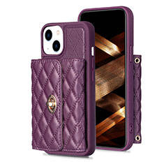 Funda Silicona Goma de Cuero Carcasa BF1 para Apple iPhone 15 Morado