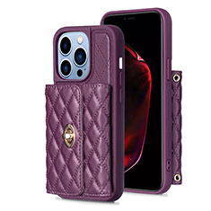 Funda Silicona Goma de Cuero Carcasa BF1 para Apple iPhone 15 Pro Max Morado