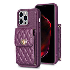 Funda Silicona Goma de Cuero Carcasa BF2 para Apple iPhone 15 Pro Max Morado