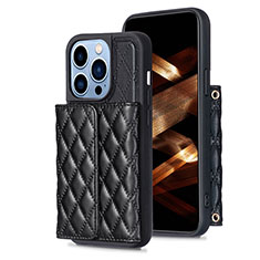 Funda Silicona Goma de Cuero Carcasa BF3 para Apple iPhone 13 Pro Max Negro