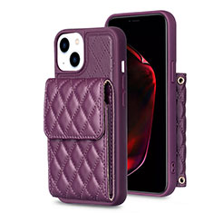 Funda Silicona Goma de Cuero Carcasa BF3 para Apple iPhone 15 Plus Morado