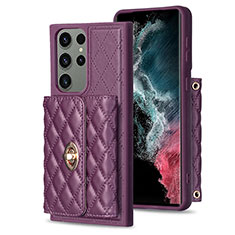 Funda Silicona Goma de Cuero Carcasa BF3 para Samsung Galaxy S22 Ultra 5G Morado