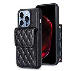 Funda Silicona Goma de Cuero Carcasa BF4 para Apple iPhone 13 Pro Negro