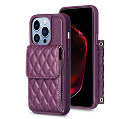 Funda Silicona Goma de Cuero Carcasa BF4 para Apple iPhone 14 Pro Morado