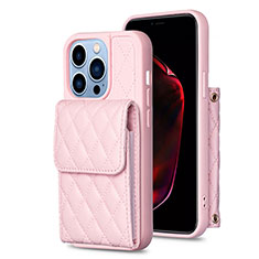 Funda Silicona Goma de Cuero Carcasa BF4 para Apple iPhone 15 Pro Max Oro Rosa