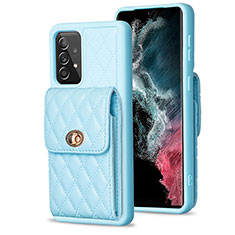 Funda Silicona Goma de Cuero Carcasa BF5 para Samsung Galaxy A52s 5G Azul Cielo