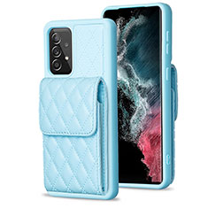 Funda Silicona Goma de Cuero Carcasa BF6 para Samsung Galaxy A52 4G Azul Cielo