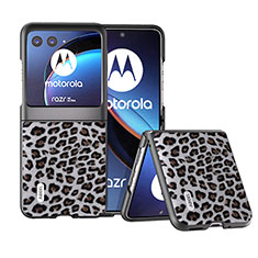 Funda Silicona Goma de Cuero Carcasa BH2 para Motorola Moto Razr 40 Ultra 5G Gris Oscuro