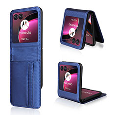 Funda Silicona Goma de Cuero Carcasa BY1 para Motorola Moto Razr 40 Ultra 5G Azul