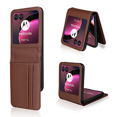 Funda Silicona Goma de Cuero Carcasa BY1 para Motorola Moto Razr 40 Ultra 5G Marron