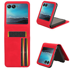 Funda Silicona Goma de Cuero Carcasa BY4 para Motorola Moto Razr 40 Ultra 5G Rojo