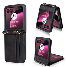 Funda Silicona Goma de Cuero Carcasa BY5 para Motorola Moto Razr 40 Ultra 5G Negro