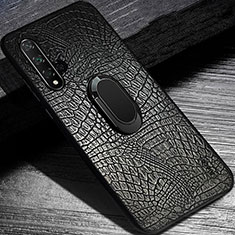 Funda Silicona Goma de Cuero Carcasa con Magnetico Anillo de dedo Soporte K02 para Huawei Honor 20S Negro