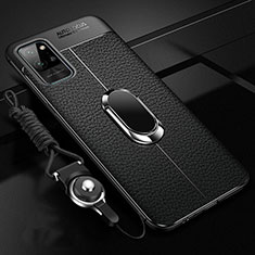 Funda Silicona Goma de Cuero Carcasa con Magnetico Anillo de dedo Soporte para Huawei Honor Play4 Pro 5G Negro